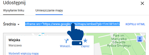 google map pozycja linku